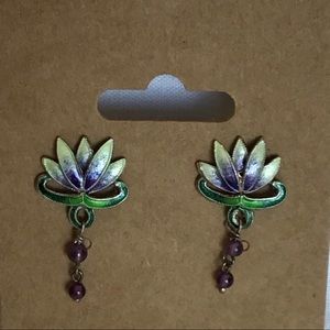 Enamel Lotus Earrings